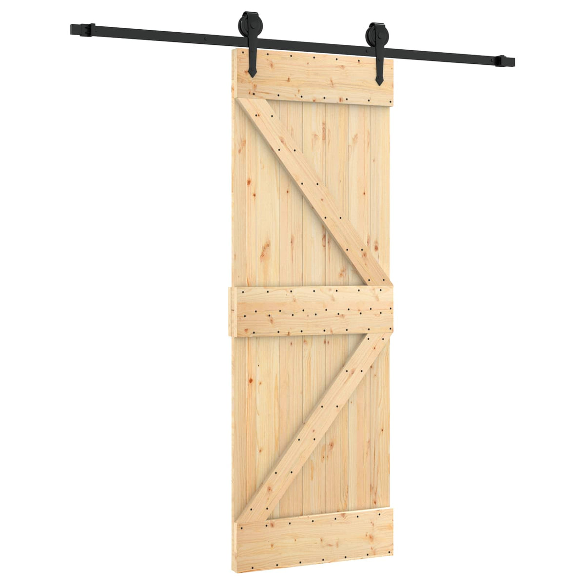 Liukuovi Luonnollinen Ja Musta 70 X 210 Cm Massiivinen Mänty