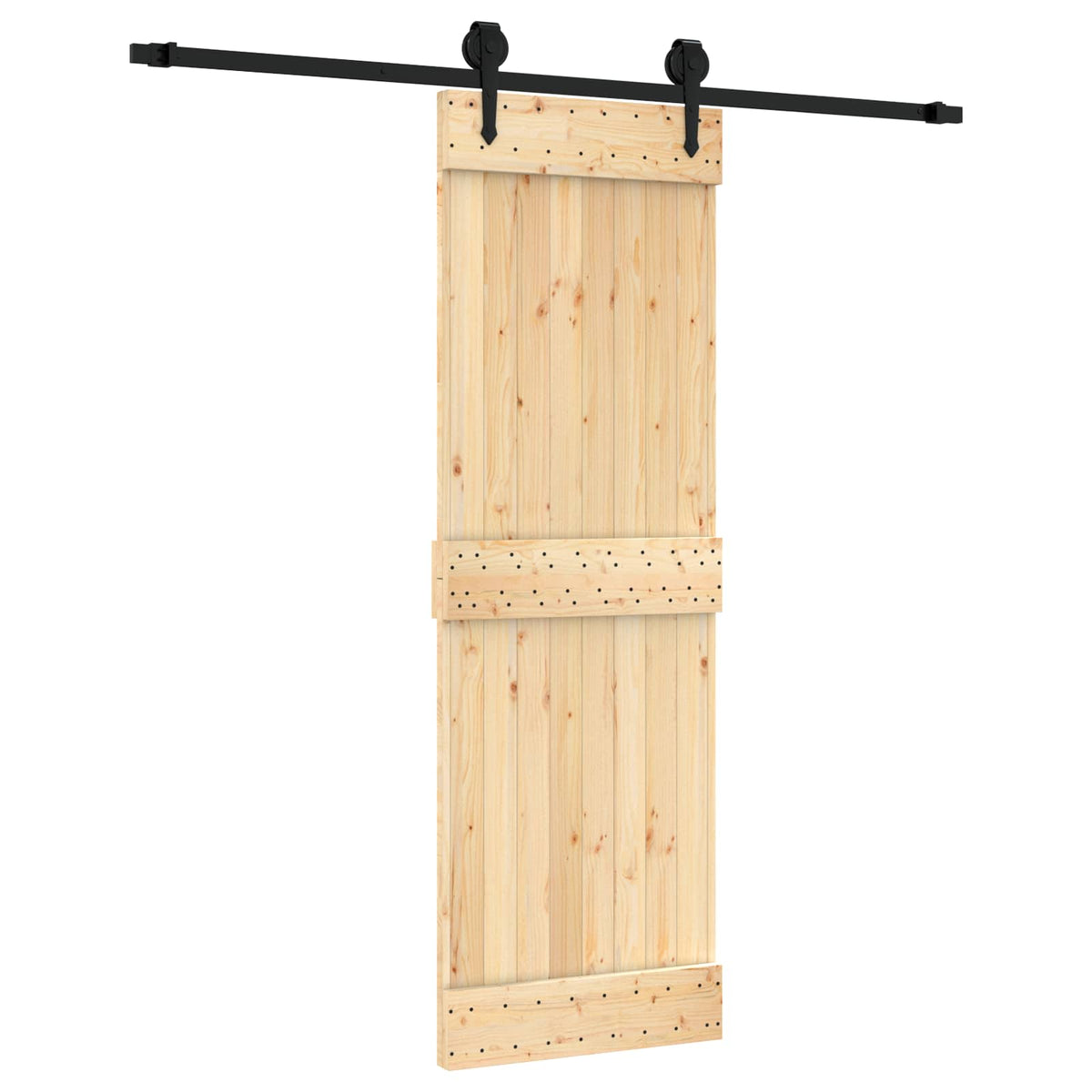 Liukuovi Luonnollinen Ja Musta 70 X 210 Cm Massiivinen Mänty
