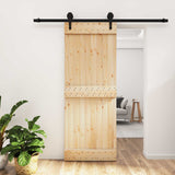 Liukuovi Luonnollinen Ja Musta 80 X 210 Cm Massiivinen Mänty