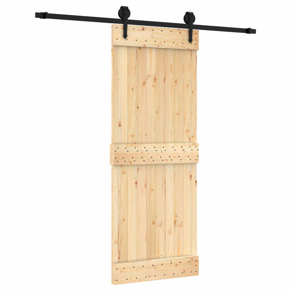 Liukuovi Luonnollinen Ja Musta 80 X 210 Cm Massiivinen Mänty