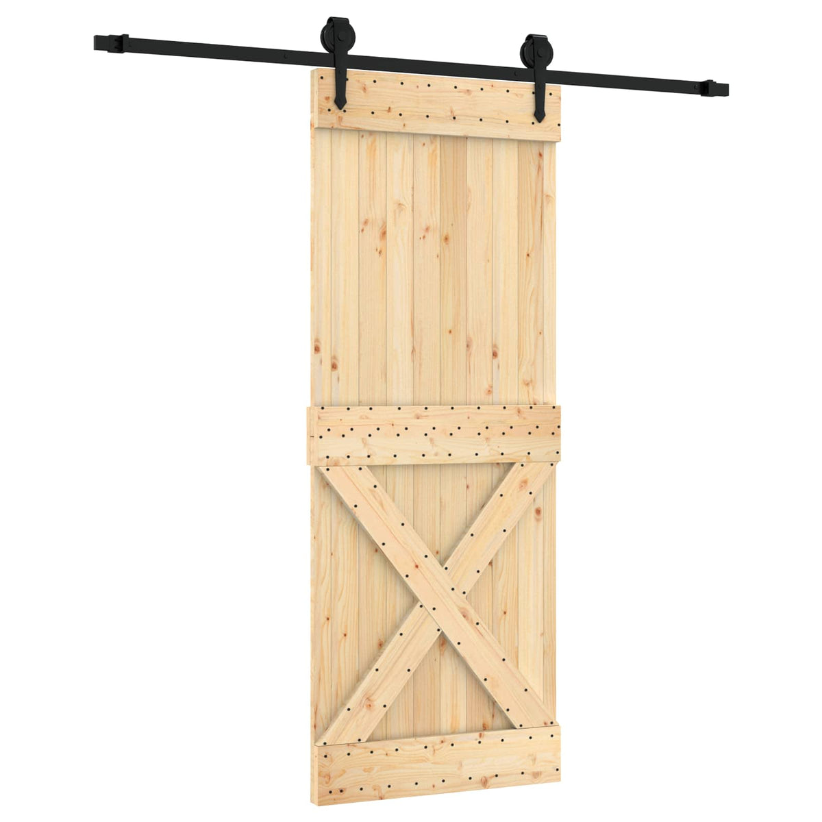 Liukuovi Luonnollinen Ja Musta 80 X 210 Cm Massiivinen Mänty