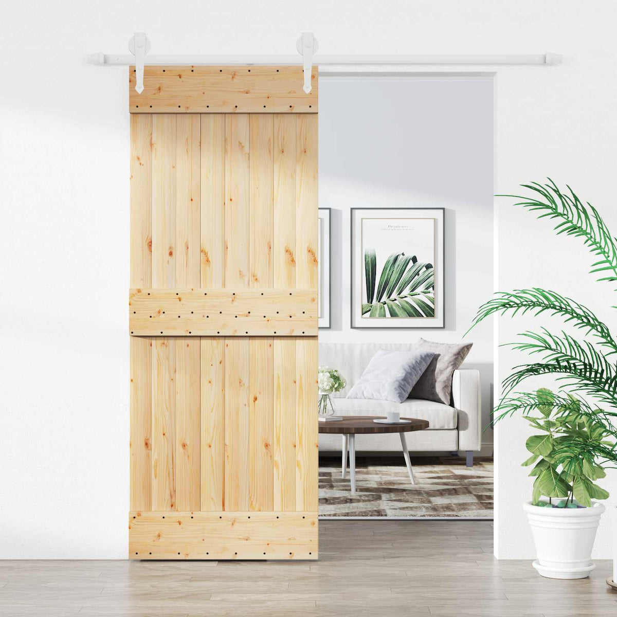 Liukuovi 80 X 210 Cm Massiivinen Mänty (Käsittelemätön)
