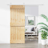 Liukuovi 80 X 210 Cm Massiivinen Mänty (Käsittelemätön)
