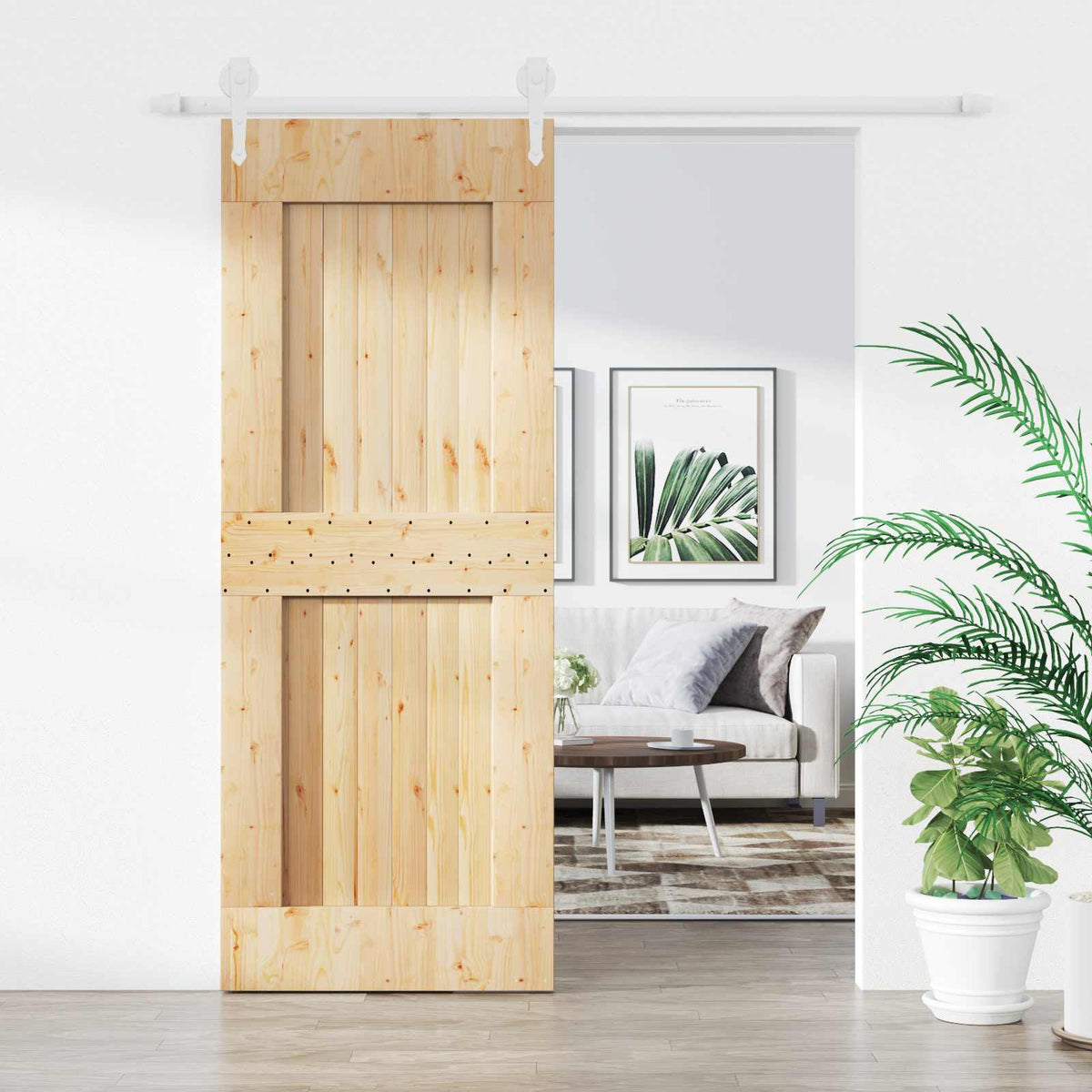 Liukuovi 80 X 210 Cm Massiivinen Mänty (Käsittelemätön)