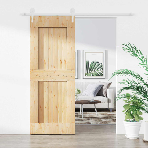Liukuovi 80 X 210 Cm Massiivinen Mänty (Käsittelemätön)