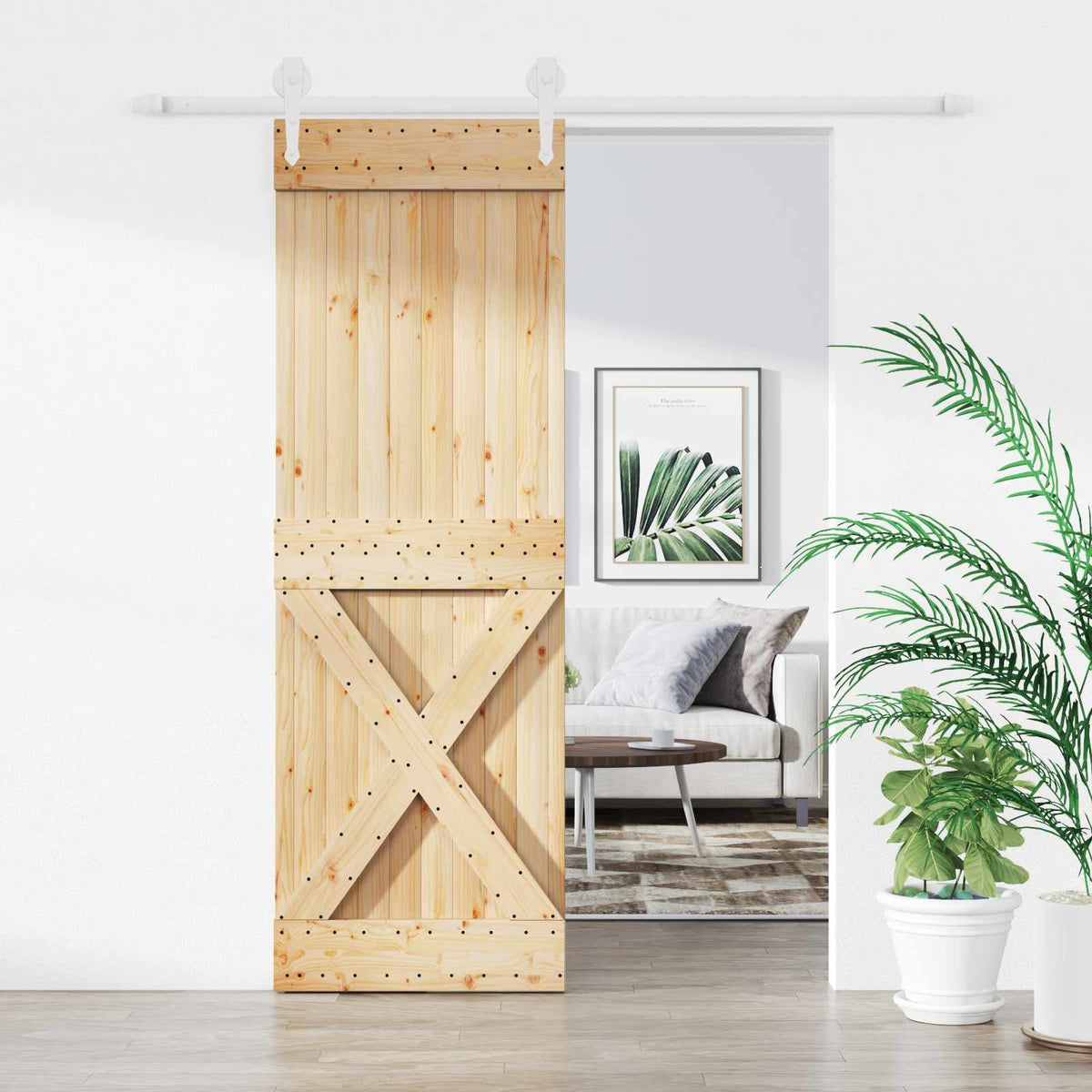 Liukuovi 70 X 210 Cm Massiivinen Mänty (Käsittelemätön)