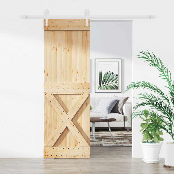 Liukuovi 70 X 210 Cm Massiivinen Mänty (Käsittelemätön)