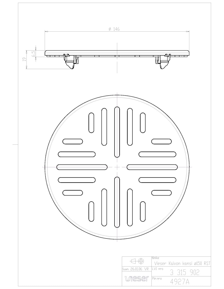 Round floor drain cover RST Vieser Ø 150 mm [3315902]