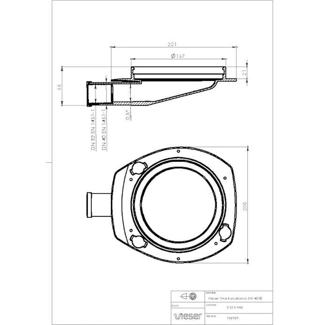 Kuivakaivo Vieser One DN 32/40 + valutuet [3315936] |