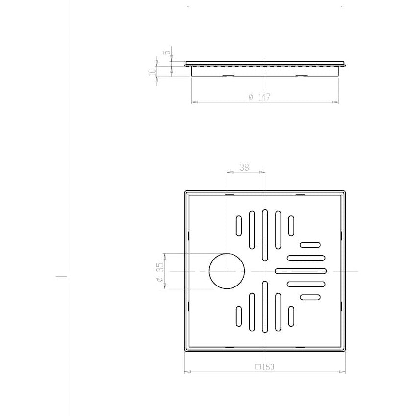 Square cover stainless steel Vieser Classic 160x160 mm with 32 holes 51256 [3316153]