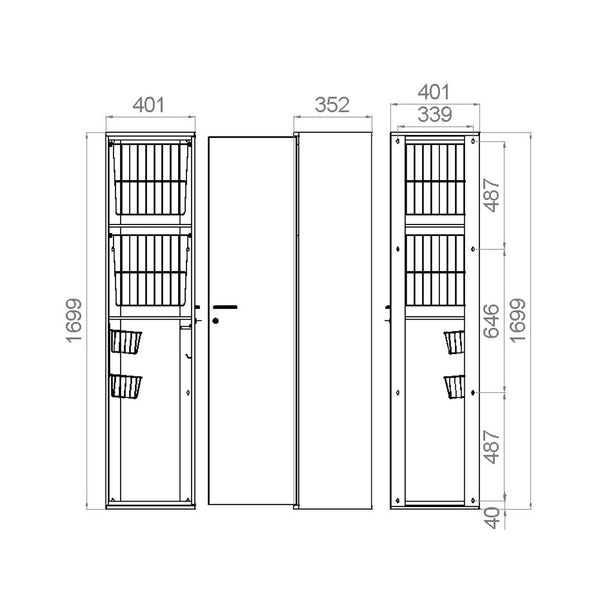 Pyykkikaappi V60129 Polaria Combi 400 2 koria vasen [6045202] |