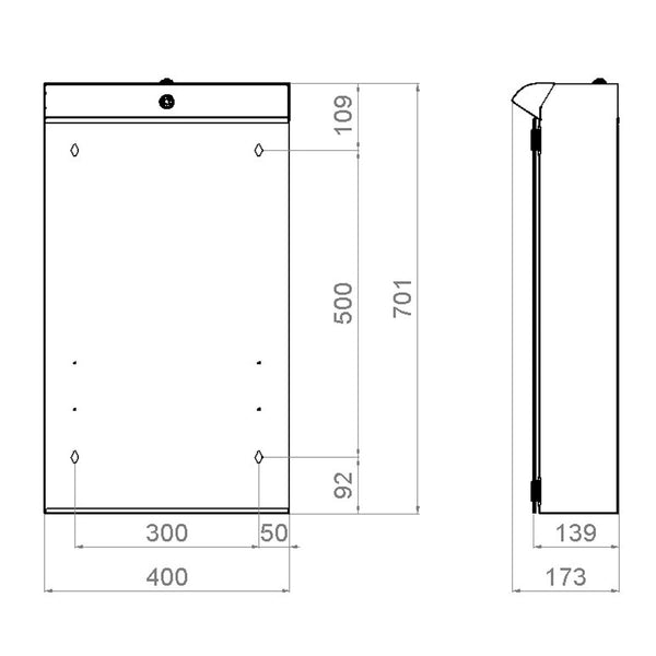 Peilikaappi V21095 Polaria LED Lumena 400 oikea VVS [6045224]