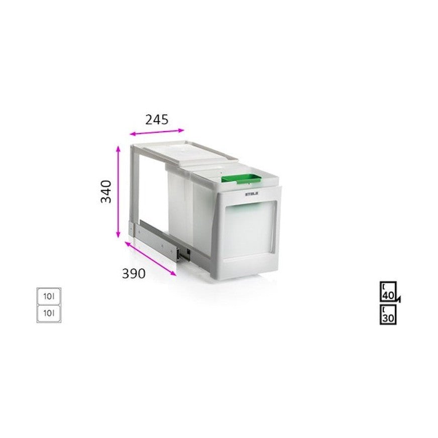 Jätejärjestelmä Stala Eko-Line 2PK kannellinen 2x10 l 5951904