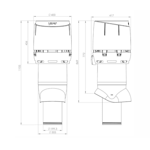 Poistoputki Vilpe Flow XL 200P/IS/700 350121 Vaaleanharmaa [7820540] |