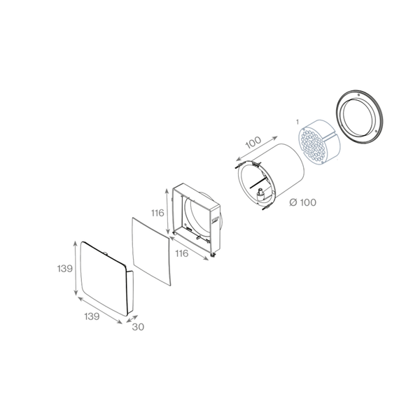 Korvausilmaventtiili Vilpe 380080 Wive 100 tuuletusluukkuun 8832057