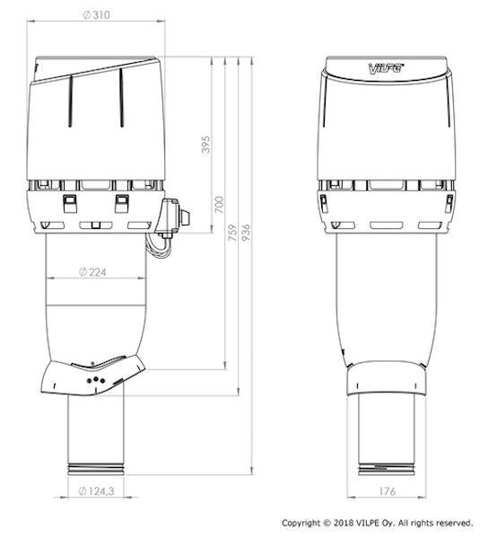 Huippuimuri Vilpe ECo125P/700 Flow musta [7820300]