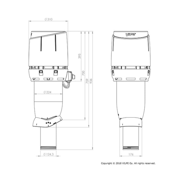 Huippuimuri Vilpe ECo125P/700 Flow vaaleanharmaa [7820306] |