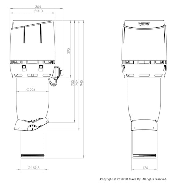 Huippuimuri Vilpe ECo 160P/700 Flow harmaa [7820317]