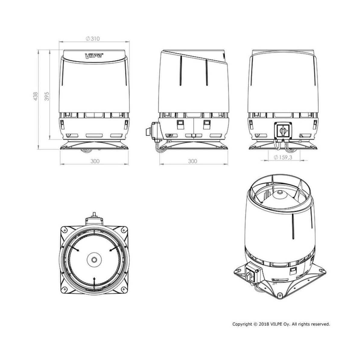 Huippuimuri Vilpe ECo160S Flow + as.sarja 300X300 tiilenpunainen [7820327] |