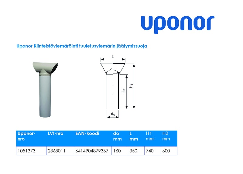 Tuuletusviemärin Jäätymissuoja 110/100 Uponor 1051373 [2368011]