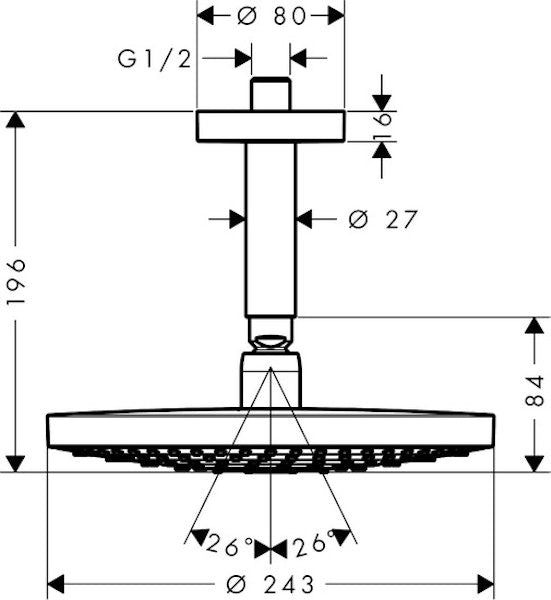 Piiloasennushana Hansgrohe 26467000 Select 240 S Katto [6559480]