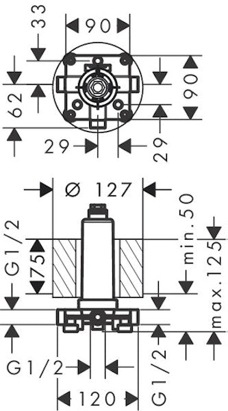Piiloasennushana Hansgrohe 24010180 Rainmaker Runko Yläs, [6559734]