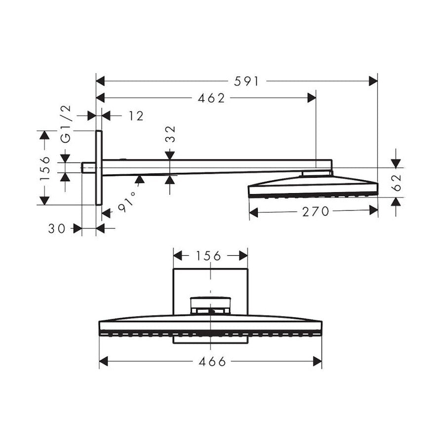 Piiloasennushana Hansgrohe 24003400 Rainmaker Yläsuihku [6559729]