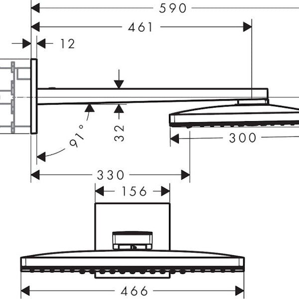 Piiloasennushana Hansgrohe 24007400 Rainmaker Yläsuihku [6559733]