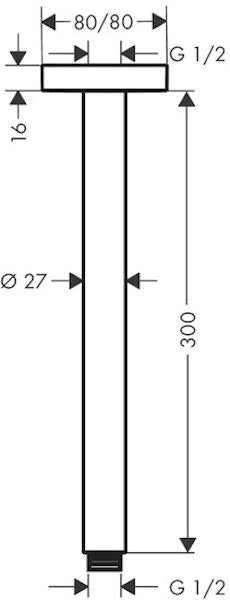 Piiloasennushana Hansgrohe 27388000 Suihkuputki E 300 [6559742]