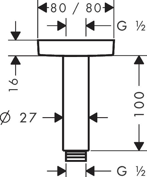 Piiloasennushana Hansgrohe 27467000 Suihkuputki E 100 [6559569]