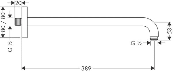 Piiloasennushana Hansgrohe 27446000 Suihkuputki E 389 [6559568]