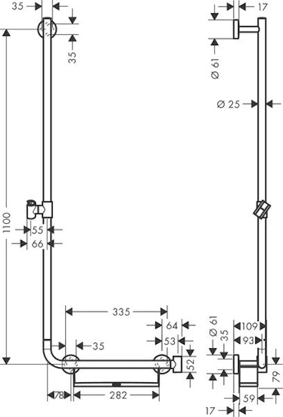 Suihkutanko Hansgrohe 26403400 Yhdist,Tukitanko 1100 [6559775] |