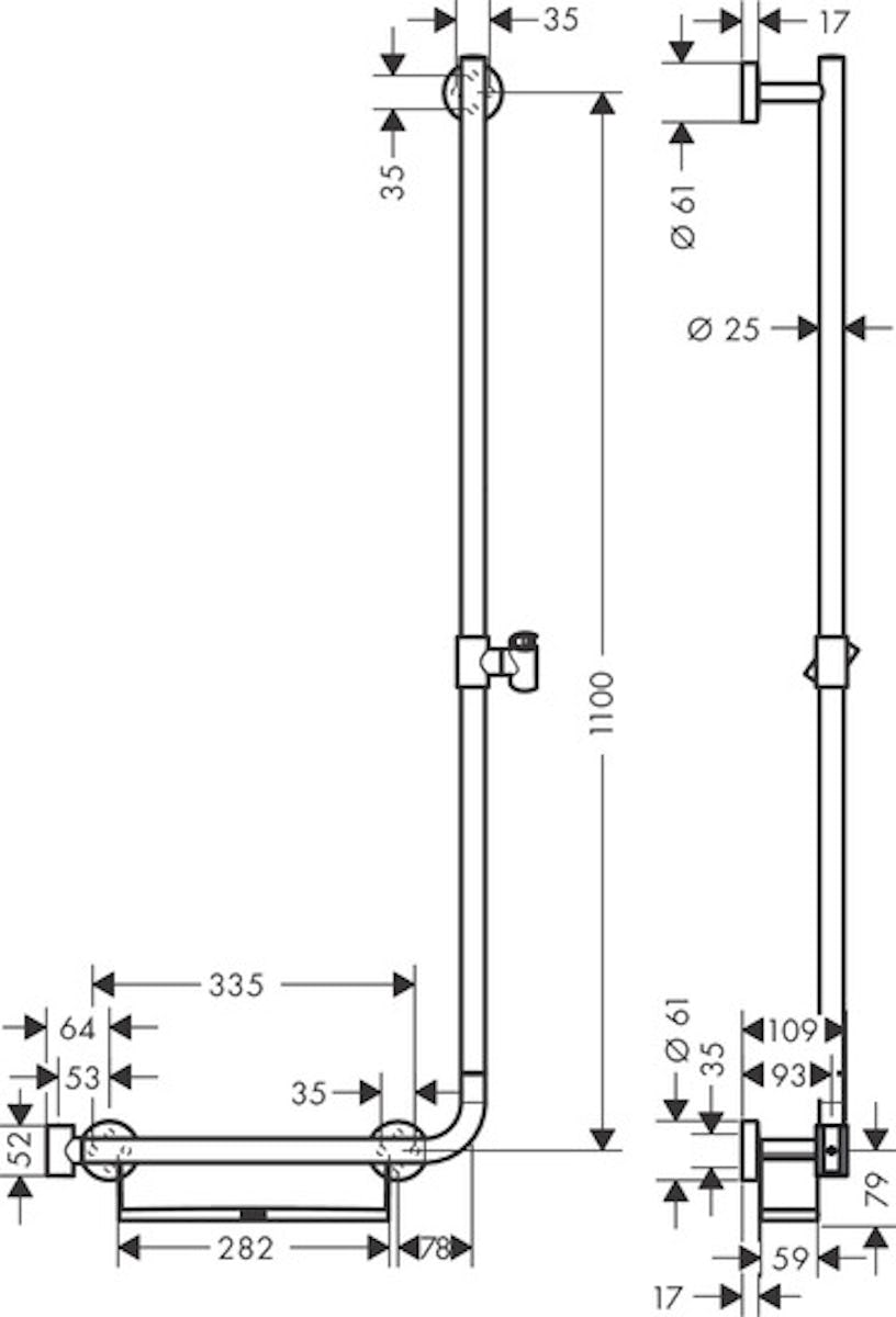 Suihkutanko Hansgrohe 26404400 Yhdist,Tukitanko 1100 [6559776] |