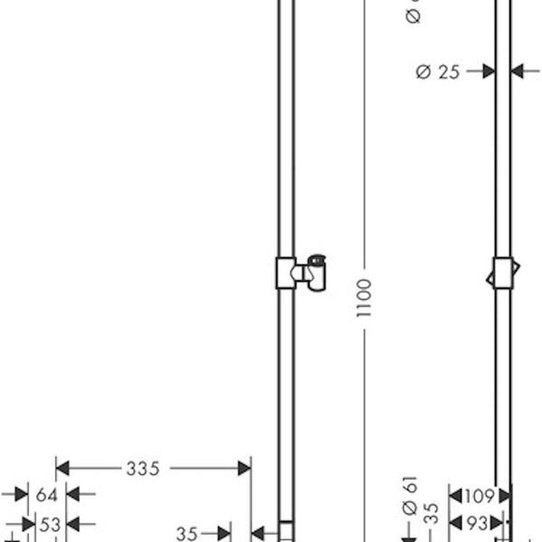 Suihkutanko Hansgrohe 26404400 Yhdist,Tukitanko 1100 [6559776] |