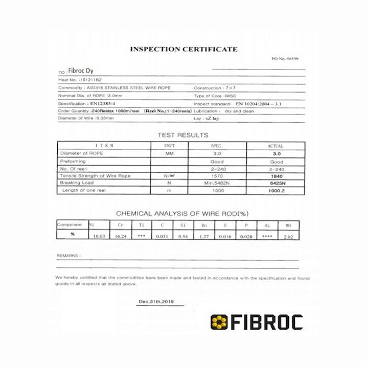 Turvavaijeri Hst 3Mm/80M Syväkp Sp 4772057
