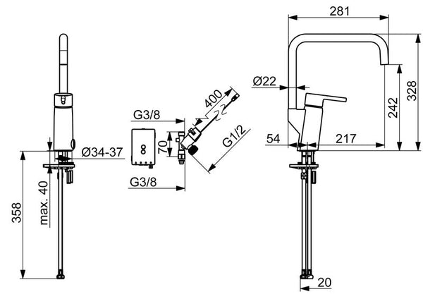 Keittiöhana Oras Optima Style 2734FHN pkv, 3V, kromi [6219206]
