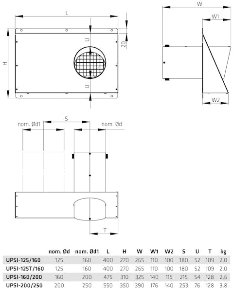 Ulospuhallussuutin Climecon UPSI R 125/160 [8825018]