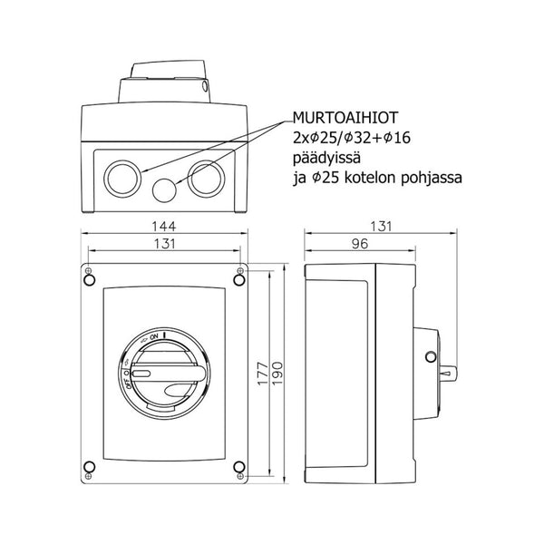 Turvakytkin Väännin Emc Katko Kem 332 1No 3X32A 400V 15Kw [3635145] |