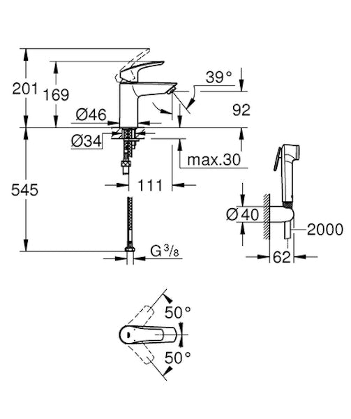 Pesuallashana 231242433 Grohe Eurosmart bide S musta [6125223]