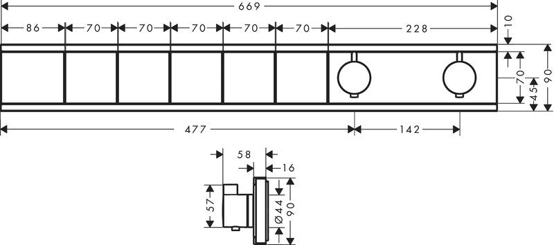 Pintaosa Hansgrohe 15384340 Suihkuhana 5-T harj, Musta Kromi [6352013]