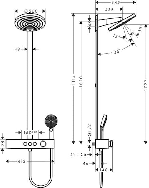 Suihkujärjestelmä Hansgrohe 24241140 Pulsify Sp 260 Pronssi [6352023]