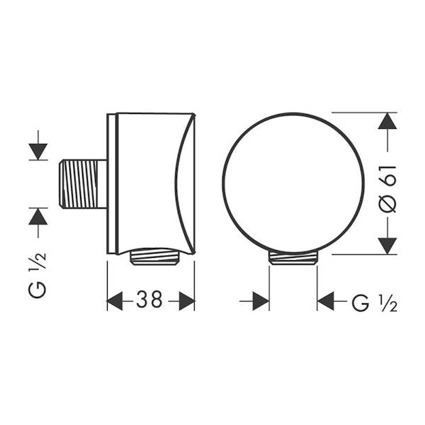 Seinäliitin Hansgrohe 26453340 Fixfit harjattu Musta kromi [6550270]