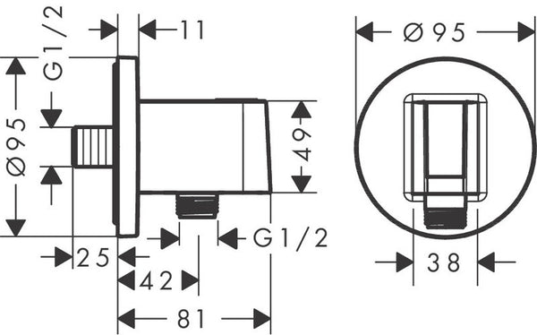 Seinäliitin Hansgrohe 26888140 Fixfit S Pronssi [6550280]