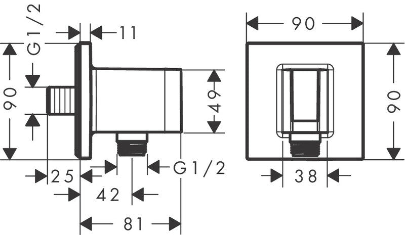 Seinäliitin Hansgrohe 26889700 Fitfix E Valk [6550286]