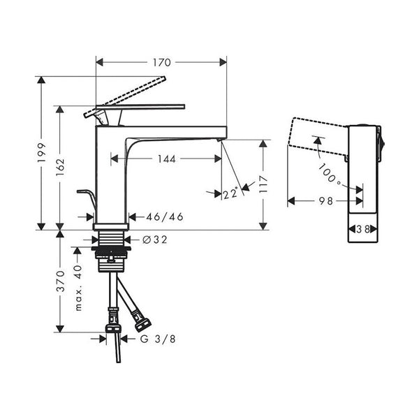 Pesuallashana Hansgrohe 73018140 Tecturis E 110 Pronssi [6150984]