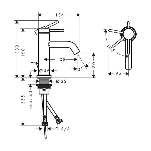 Pesuallashana Hansgrohe 73305000 Tecturis S 80 Kromi [6150991]