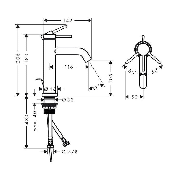 Pesuallashana Hansgrohe 73310140 Tecturis S 110 Pronssi [6150996]
