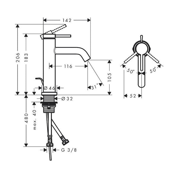 Pesuallashana Hansgrohe 73310670 Tecturis S 110 Musta [6150997]