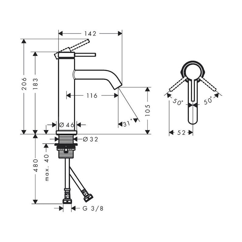 Pesuallashana Hansgrohe 73311000 Tecturis S 110 Kromi [6150999]