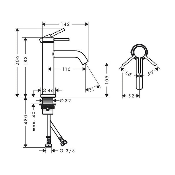Pesuallashana Hansgrohe 73311000 Tecturis S 110 Kromi [6150999]